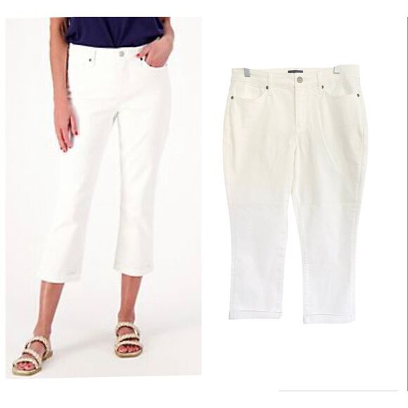NYDJ White Denim Capri Pants Size 8 NWOT - Picture 1 of 10